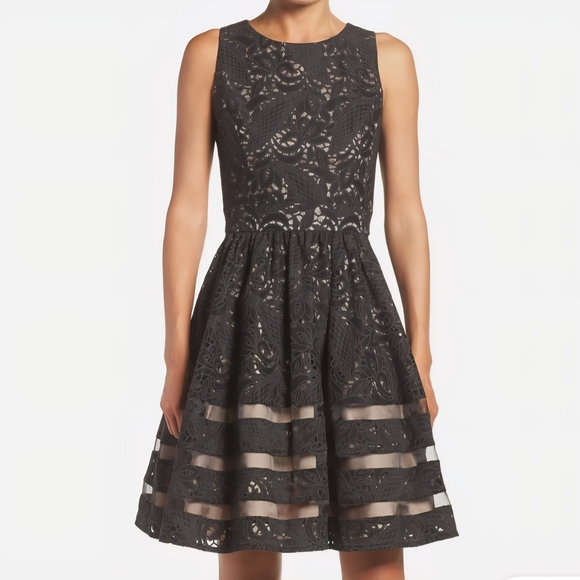 Eliza J Dresses & Skirts - Eliza J Black Lace Fit & Flare Cocktail Dress Dark Romantic Coquette Chic Goth